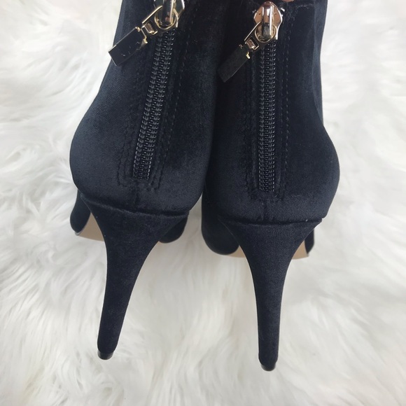 Black Velvet Stiletto Heel Ankle Boot - Picture 5 of 6